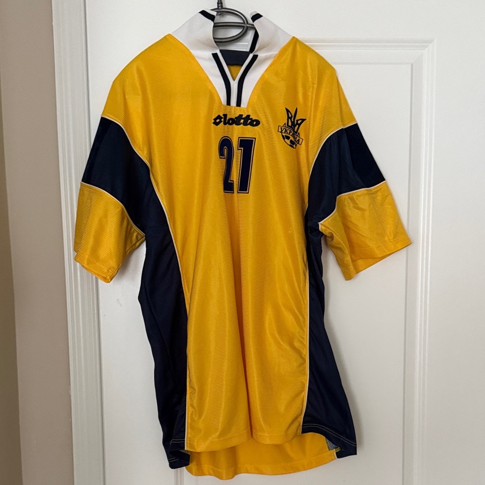 LOTTO Men's Yellow and Blue  Team Ukraine Soccer Jersey